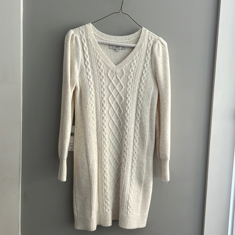 Loft cable knit sweater dress